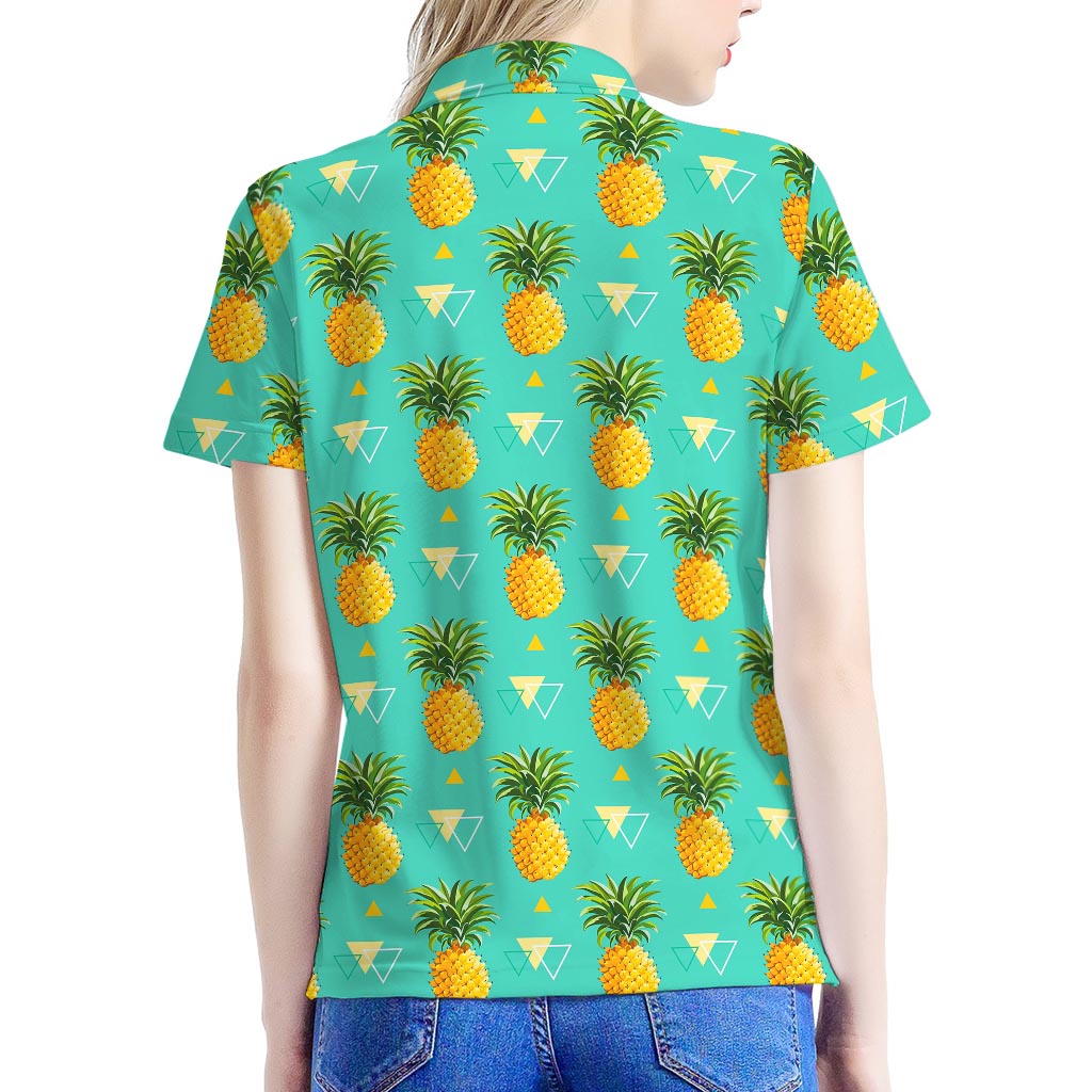 Geometric Pineapple Pattern Print Women's Polo Shirt