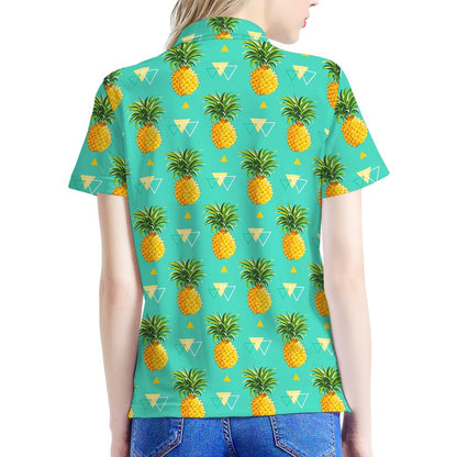 Geometric Pineapple Pattern Print Women's Polo Shirt