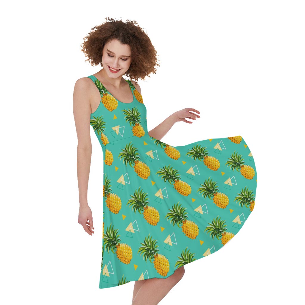 Geometric Pineapple Pattern Print Women's Sleeveless Dress