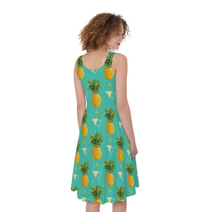 Geometric Pineapple Pattern Print Women's Sleeveless Dress