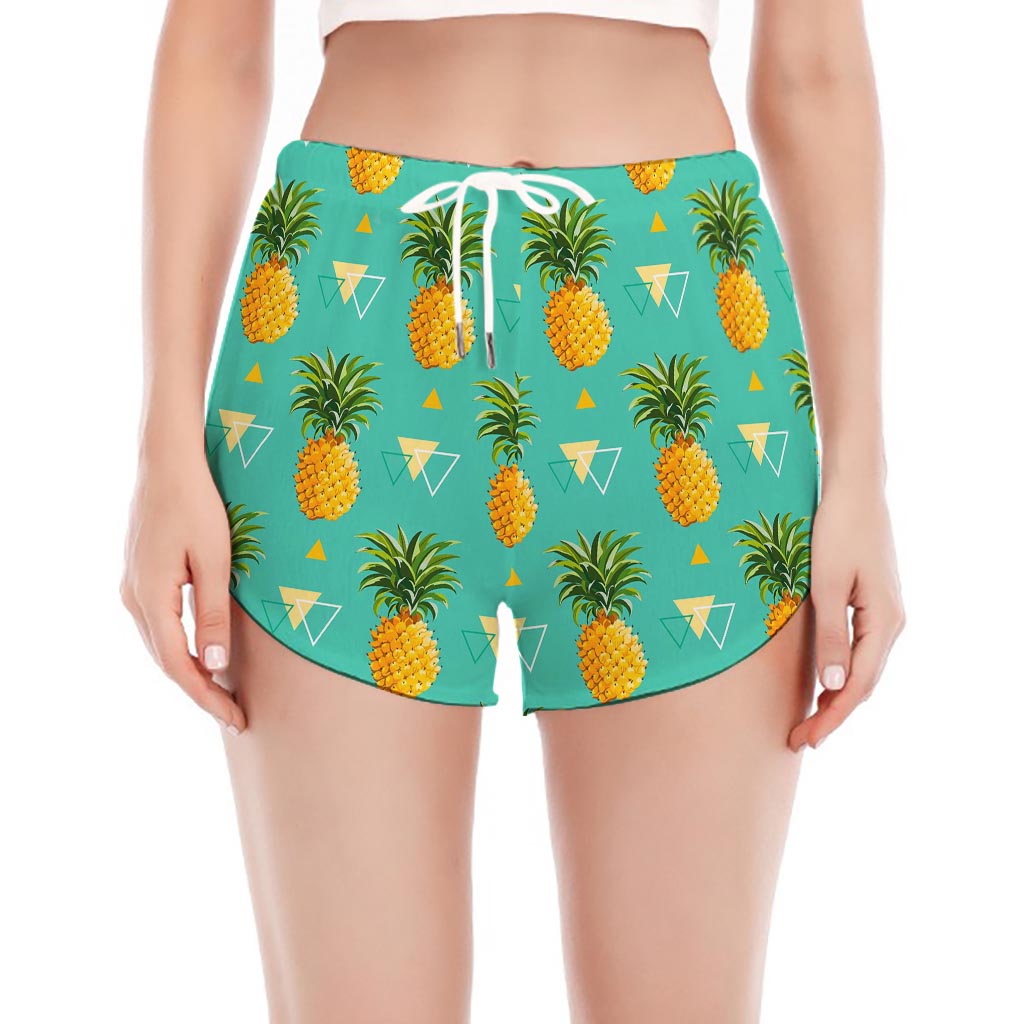 Geometric Pineapple Pattern Print Women's Split Running Shorts