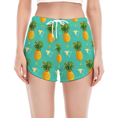 Geometric Pineapple Pattern Print Women's Split Running Shorts