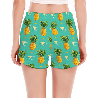 Geometric Pineapple Pattern Print Women's Split Running Shorts