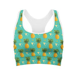 Geometric Pineapple Pattern Print Women's Sports Bra