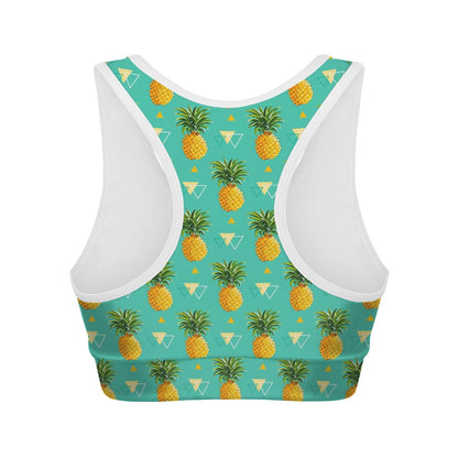 Geometric Pineapple Pattern Print Women's Sports Bra