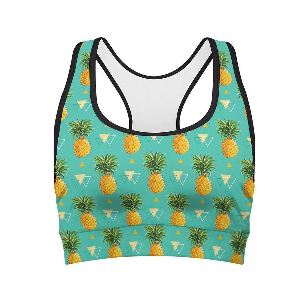 Geometric Pineapple Pattern Print Women's Sports Bra