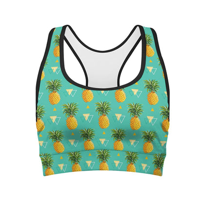 Geometric Pineapple Pattern Print Women's Sports Bra