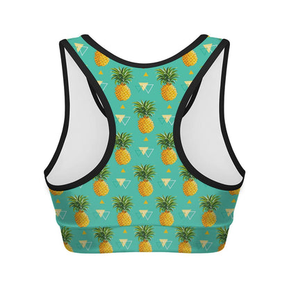 Geometric Pineapple Pattern Print Women's Sports Bra