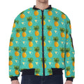 Geometric Pineapple Pattern Print Zip Sleeve Bomber Jacket