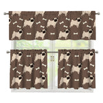 Geometric Pug Pattern Print 3 Piece Kitchen Curtains