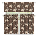 Geometric Pug Pattern Print 3 Piece Kitchen Curtains