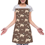 Geometric Pug Pattern Print Adjustable Apron