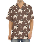 Geometric Pug Pattern Print Aloha Shirt