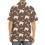 Geometric Pug Pattern Print Aloha Shirt
