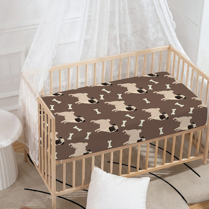 Geometric Pug Pattern Print Baby Crib Sheet