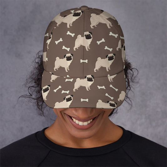 Geometric Pug Pattern Print Baseball Cap