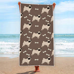 Geometric Pug Pattern Print Beach Towel