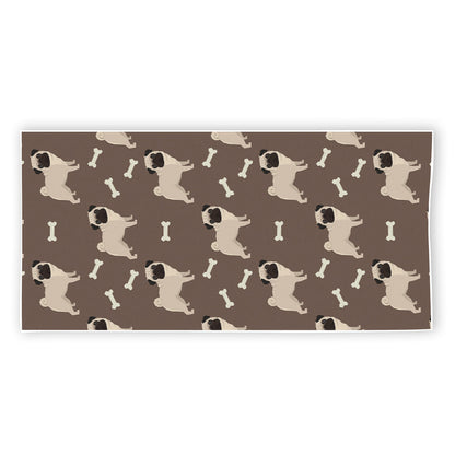 Geometric Pug Pattern Print Beach Towel