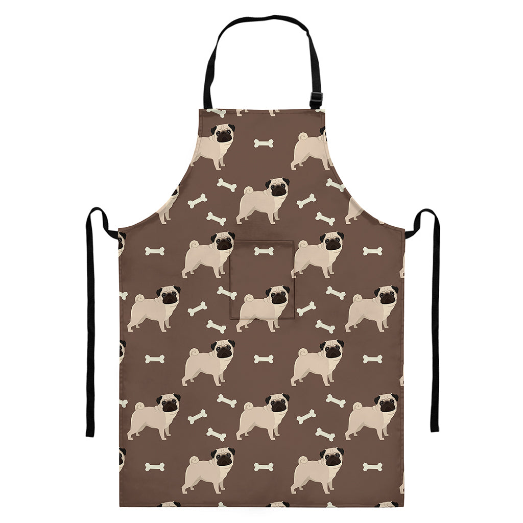 Geometric Pug Pattern Print Bib Apron With Pocket