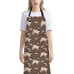 Geometric Pug Pattern Print Bib Apron With Pocket