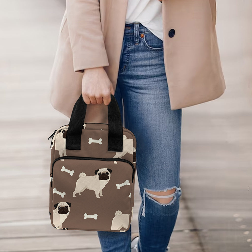 Geometric Pug Pattern Print Bible Tote Bag