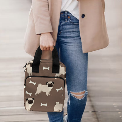 Geometric Pug Pattern Print Bible Tote Bag