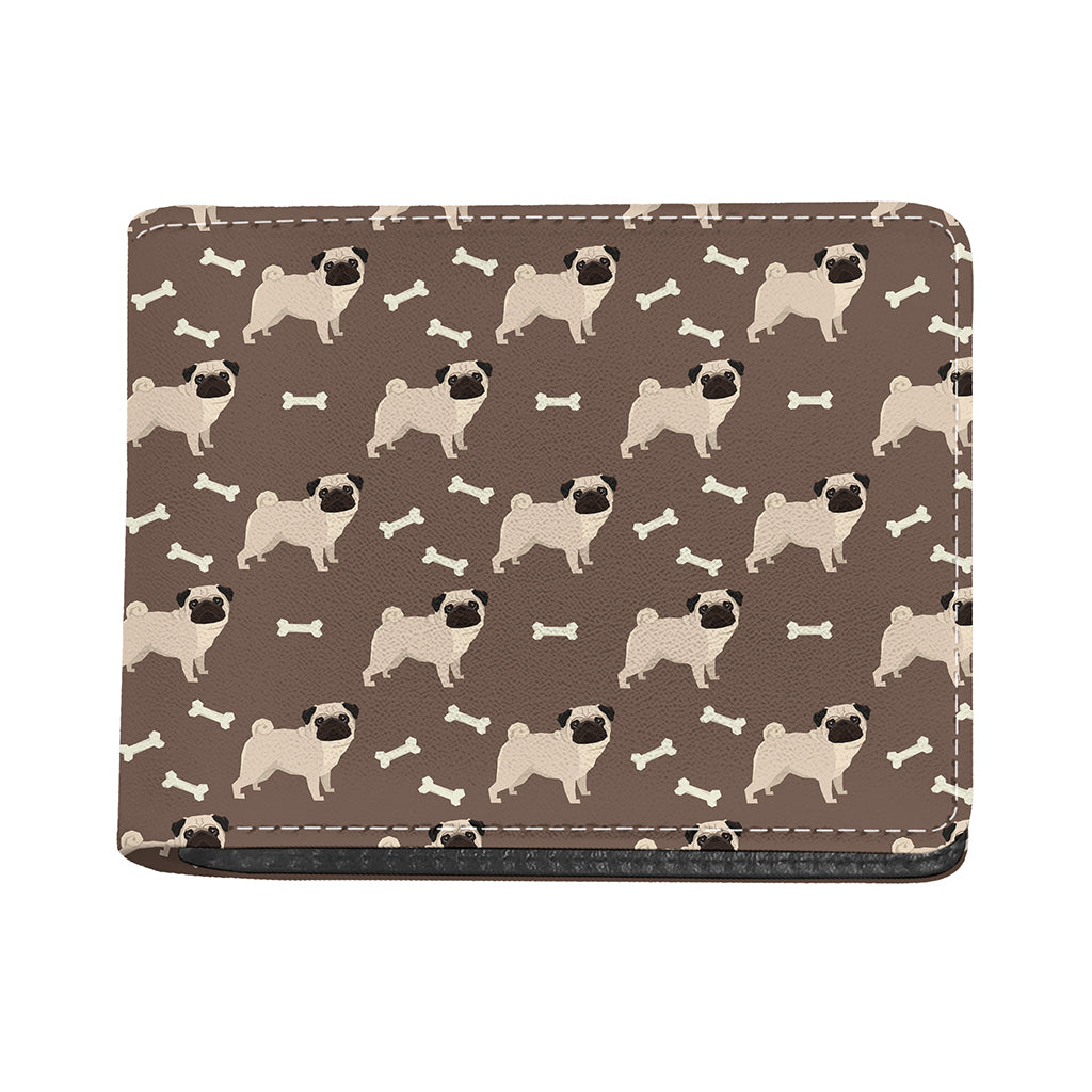 Geometric Pug Pattern Print Bifold Wallet