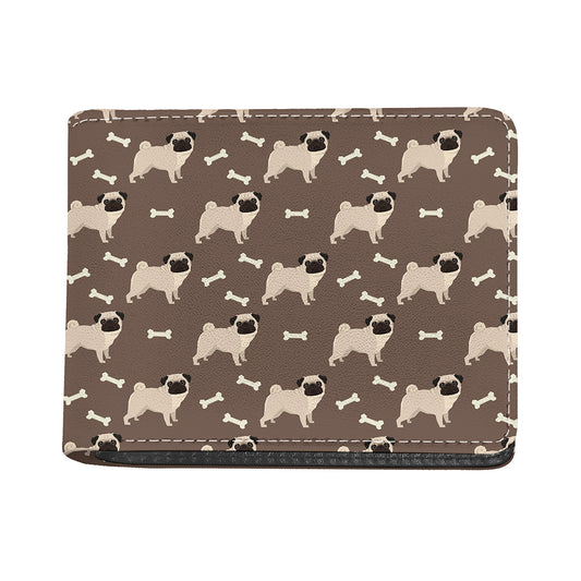 Geometric Pug Pattern Print Bifold Wallet