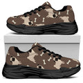 Geometric Pug Pattern Print Black Chunky Shoes