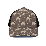 Geometric Pug Pattern Print Black Mesh Trucker Cap