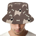 Geometric Pug Pattern Print Bucket Hat