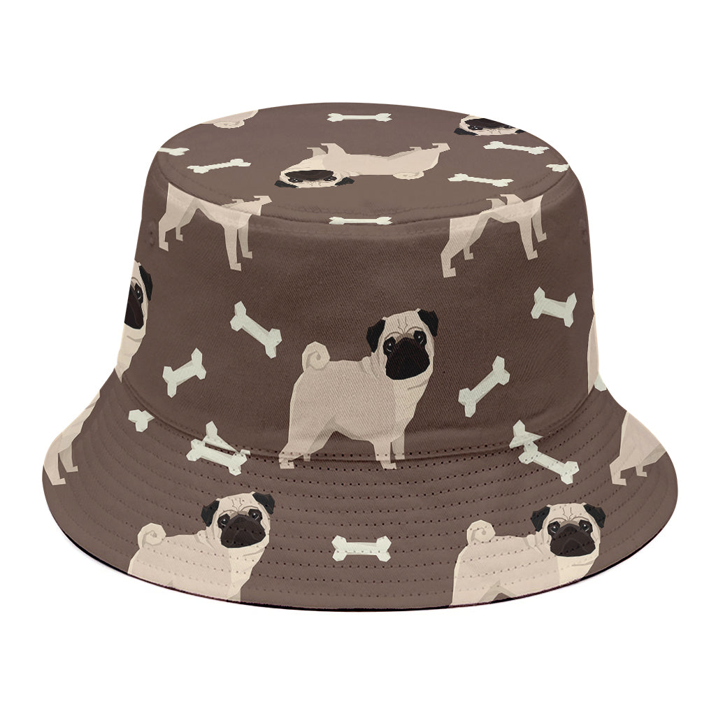 Geometric Pug Pattern Print Bucket Hat