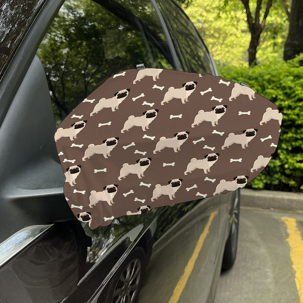 Geometric Pug Pattern Print Car Side Mirror Covers