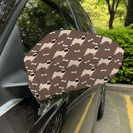 Geometric Pug Pattern Print Car Side Mirror Covers