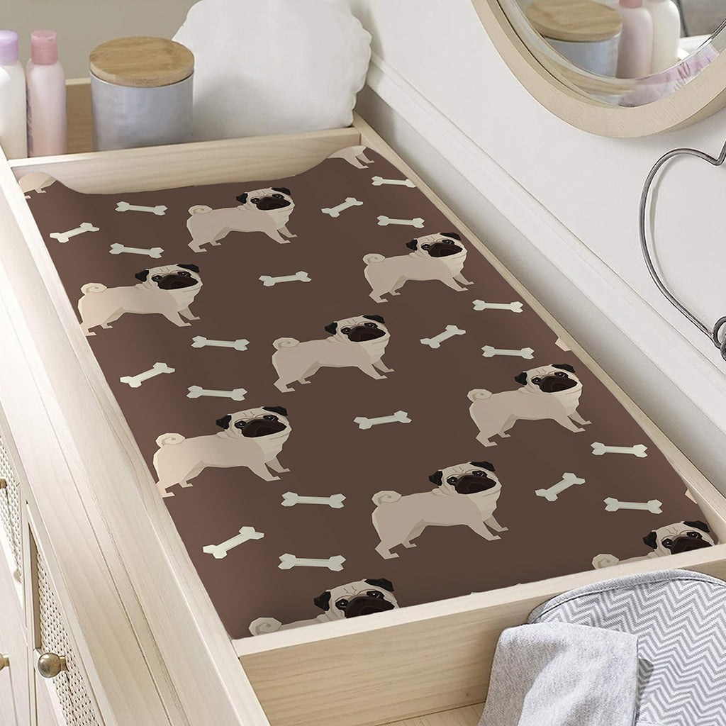Geometric Pug Pattern Print Changing Pad Cover