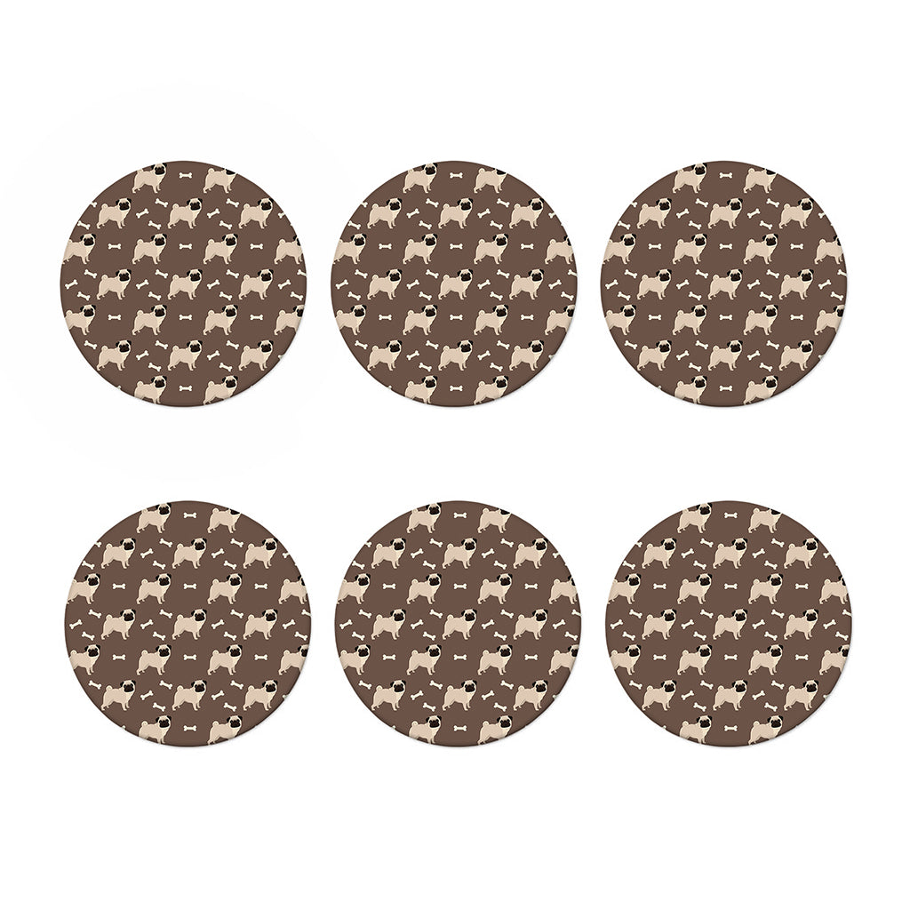 Geometric Pug Pattern Print Coaster Set