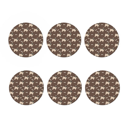 Geometric Pug Pattern Print Coaster Set