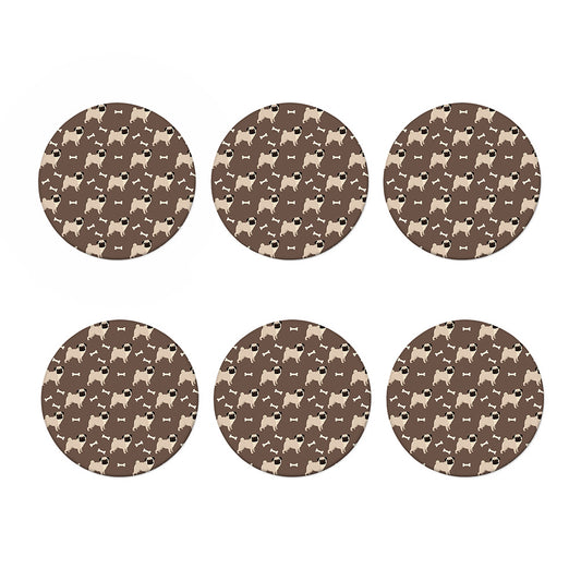Geometric Pug Pattern Print Coaster Set