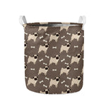 Geometric Pug Pattern Print Collapsible Laundry Basket