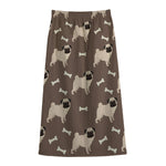 Geometric Pug Pattern Print Cotton Front Slit Maxi Skirt