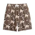 Geometric Pug Pattern Print Cotton Shorts