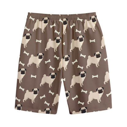 Geometric Pug Pattern Print Cotton Shorts