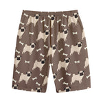 Geometric Pug Pattern Print Cotton Shorts