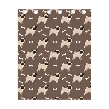 Geometric Pug Pattern Print Curtain