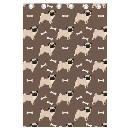 Geometric Pug Pattern Print Curtain