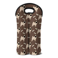 Geometric Pug Pattern Print Double Neoprene Wine Tote