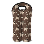 Geometric Pug Pattern Print Double Neoprene Wine Tote