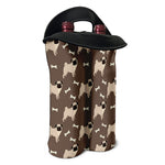 Geometric Pug Pattern Print Double Neoprene Wine Tote