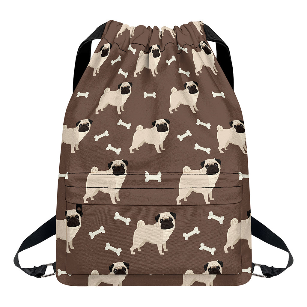 Geometric Pug Pattern Print Drawstring Backpack