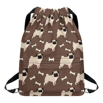Geometric Pug Pattern Print Drawstring Backpack